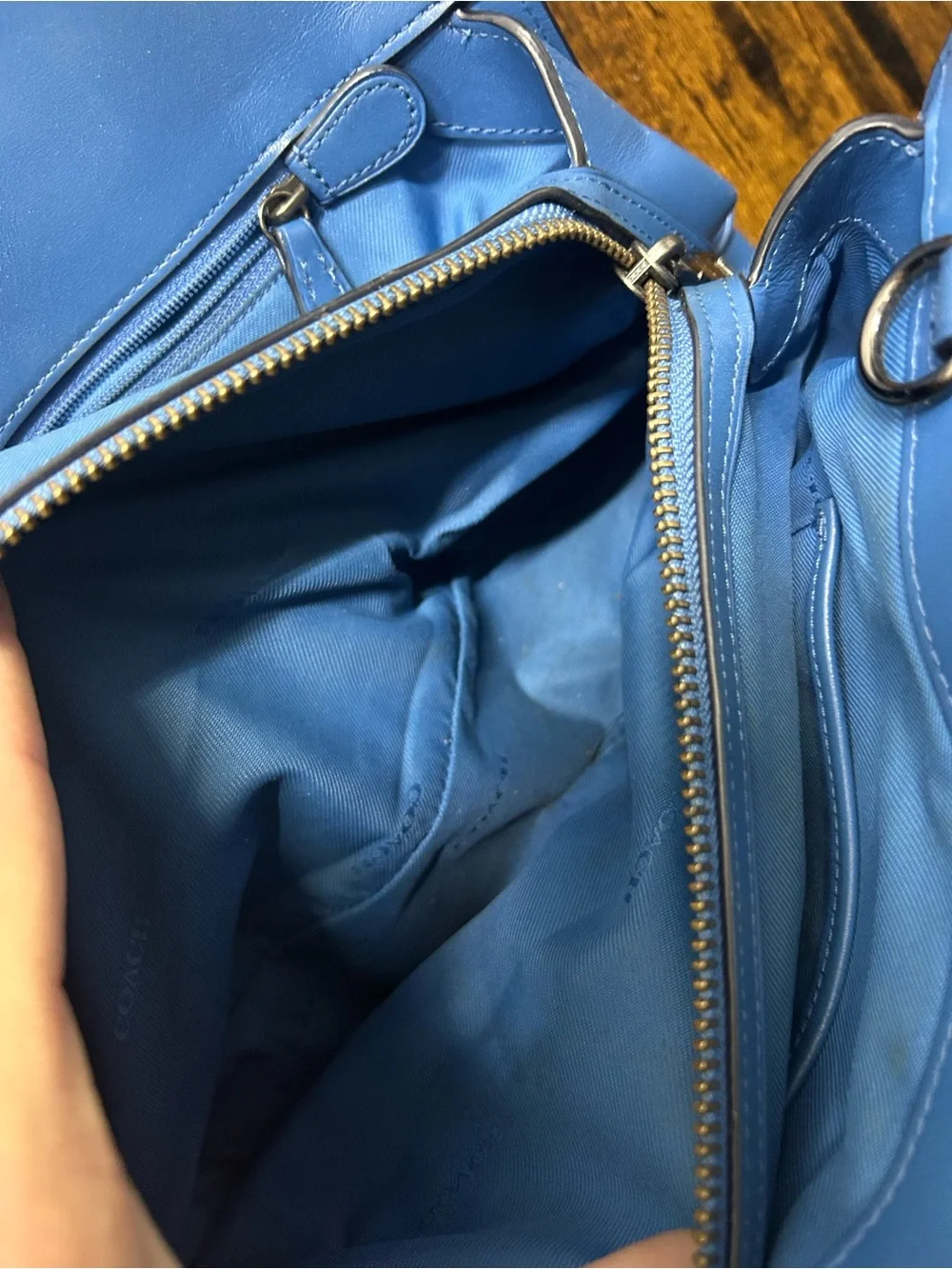 COACH MERCER Satchel/Handbag Purse Bag BLUE LEATHER - strap missing!